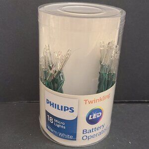 New Philips Twinkling LED Micro Lights Warm White Strings Battery Operated